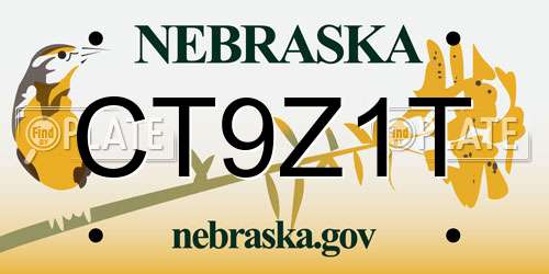 CT9Z1T Nebraska License Plate