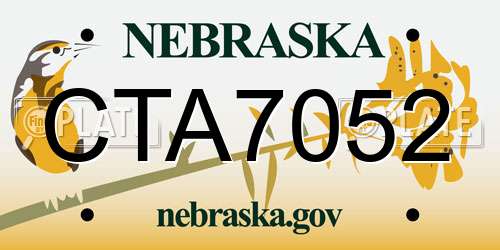 CTA7052 Nebraska License Plate