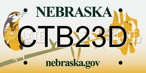CTB23D Nebraska License Plate