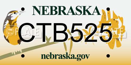 CTB525 Nebraska License Plate