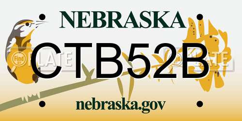 CTB52B Nebraska License Plate