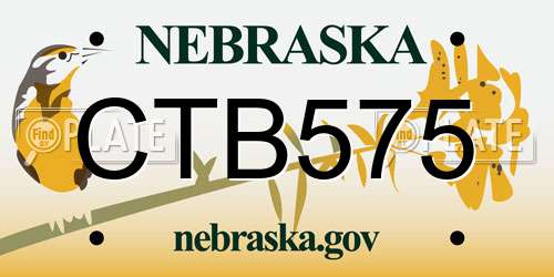 CTB575 Nebraska License Plate