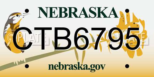 CTB6795 Nebraska License Plate