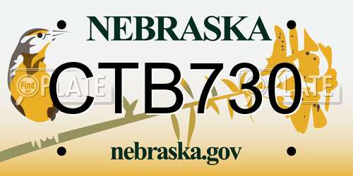 CTB730 Nebraska License Plate