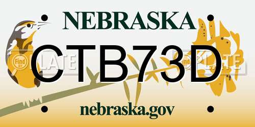 CTB73D Nebraska License Plate