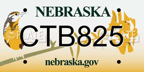 CTB825 Nebraska License Plate