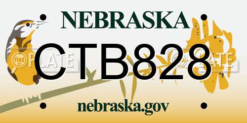 CTB828 Nebraska License Plate