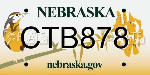 CTB878 Nebraska License Plate