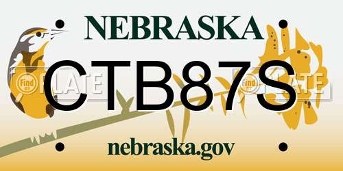 CTB87S Nebraska License Plate