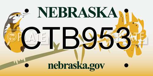 CTB953 Nebraska License Plate