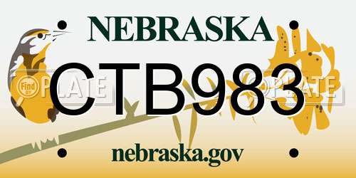 CTB983 Nebraska License Plate