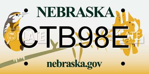 CTB98E Nebraska License Plate