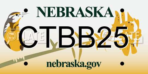 CTBB25 Nebraska License Plate