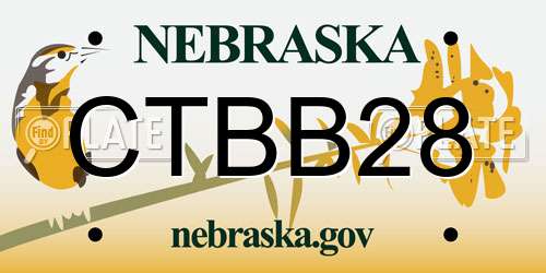 CTBB28 Nebraska License Plate