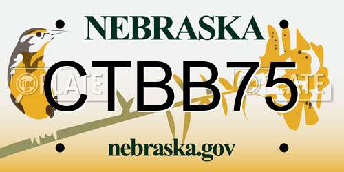CTBB75 Nebraska License Plate
