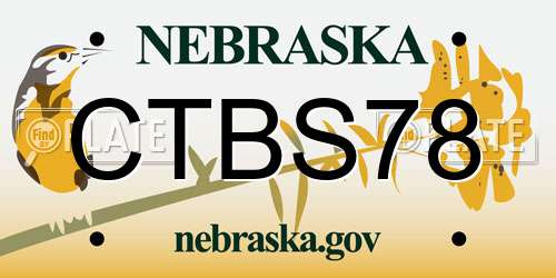 CTBS78 Nebraska License Plate