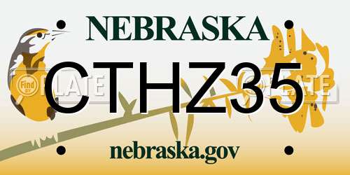 CTHZ35 Nebraska License Plate