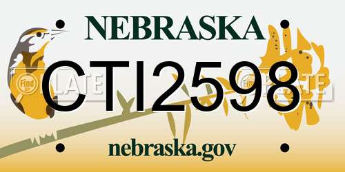 CTI2598 Nebraska License Plate