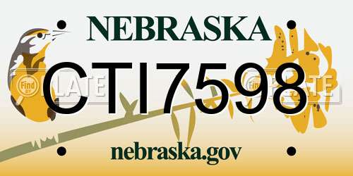 CTI7598 Nebraska License Plate