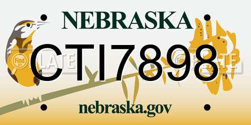 CTI7898 Nebraska License Plate