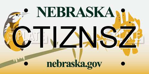 CTIZNSZ Nebraska License Plate