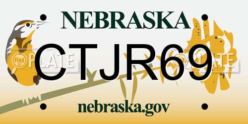 CTJR69 Nebraska License Plate