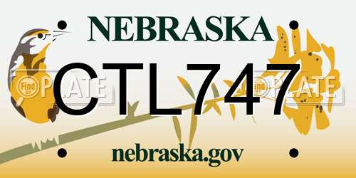 CTL747 Nebraska License Plate