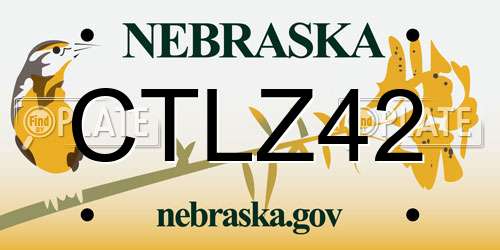 CTLZ42 Nebraska License Plate