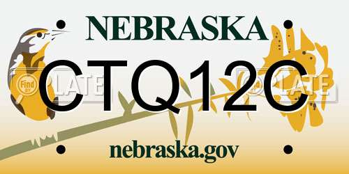 CTQ12C Nebraska License Plate