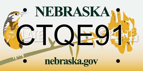 CTQE91 Nebraska License Plate