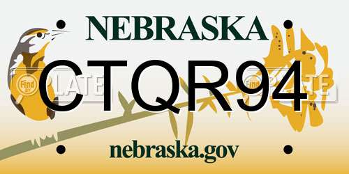 CTQR94 Nebraska License Plate
