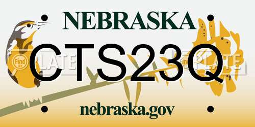CTS23Q Nebraska License Plate
