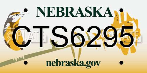 CTS6295 Nebraska License Plate