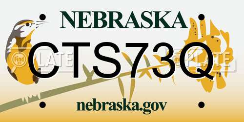 CTS73Q Nebraska License Plate