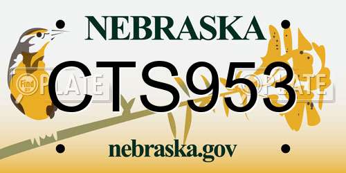 CTS953 Nebraska License Plate