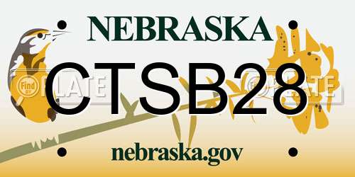 CTSB28 Nebraska License Plate