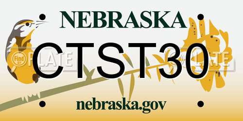 CTST30 Nebraska License Plate