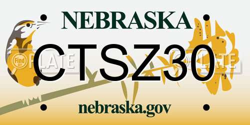 CTSZ30 Nebraska License Plate
