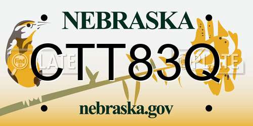 CTT83Q Nebraska License Plate