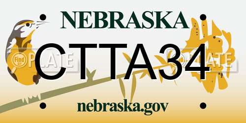 CTTA34 Nebraska License Plate