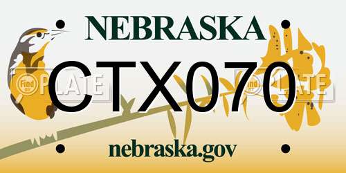 CTX070 Nebraska License Plate