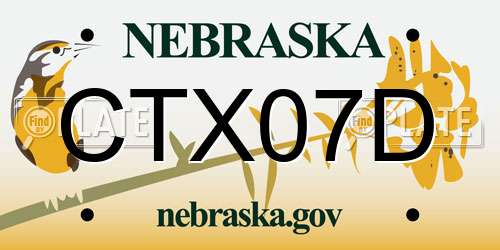 CTX07D Nebraska License Plate