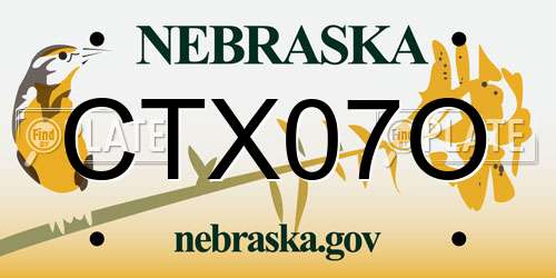 CTX07O Nebraska License Plate
