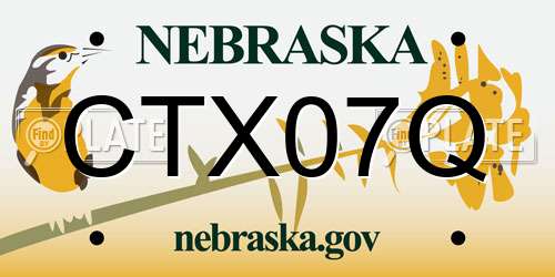 CTX07Q Nebraska License Plate