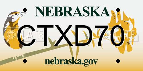 CTXD70 Nebraska License Plate