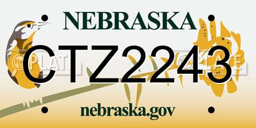 CTZ2243 Nebraska License Plate