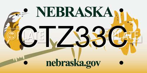 CTZ33C Nebraska License Plate