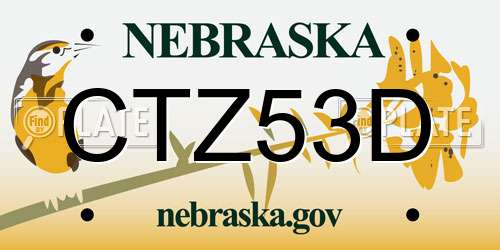 CTZ53D Nebraska License Plate