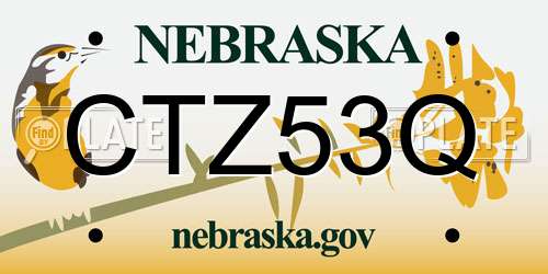 CTZ53Q Nebraska License Plate