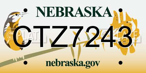 CTZ7243 Nebraska License Plate
